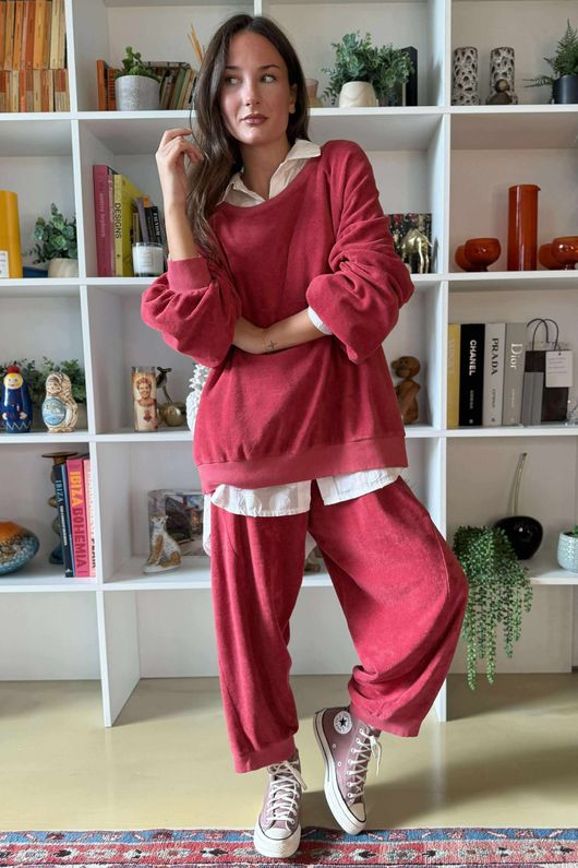 Terry B Classic Relaxed Pant Strawberry Crush